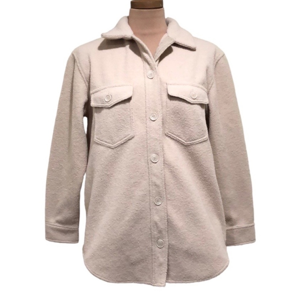 Rachel Zoe Shacket Jacket Size Medium Beige Fleece